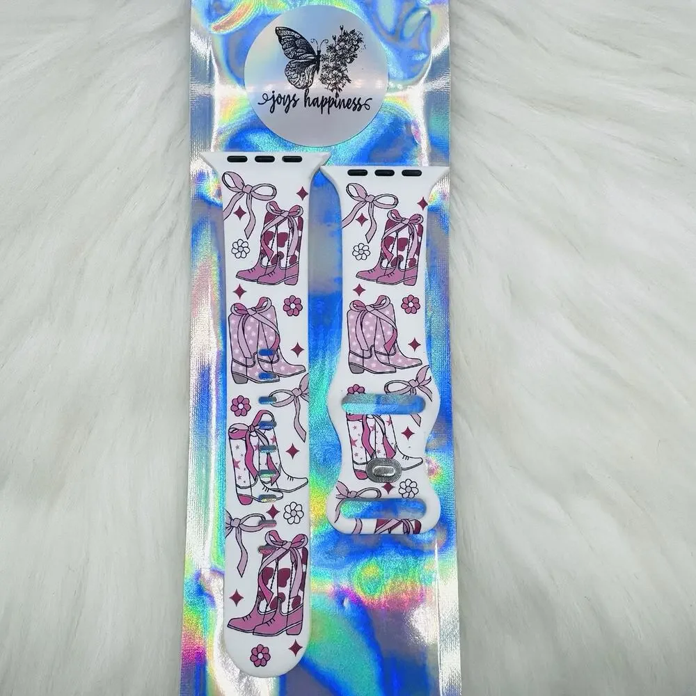 New Pink Bows & Boots Design Watch Band For Apple Watch 38mm / 40mm / 41mm